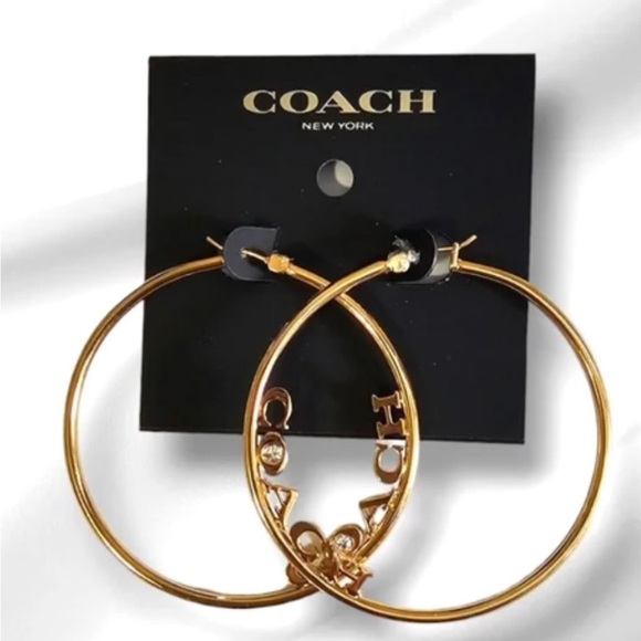 NEW COACH GOLDTONE HOOP EARRINGS - Picture 4 of 4